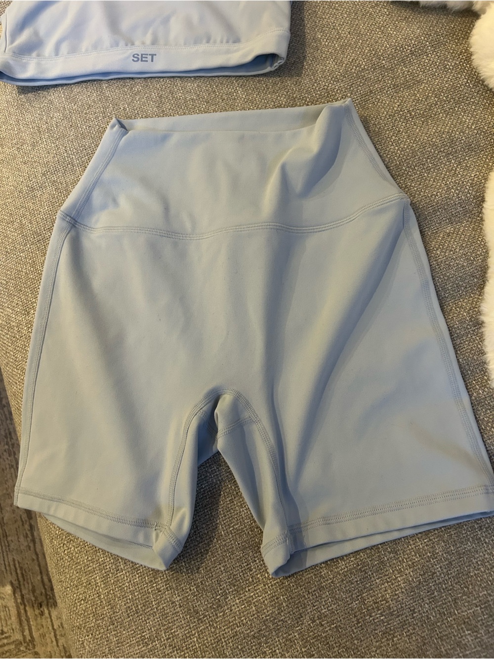 SET Active Light Blue Luxeform Sports Bra and bike shorts. Both size small - Picture 3 of 7